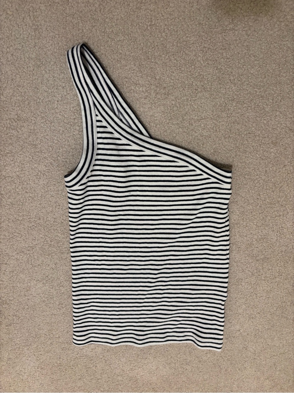 NWOT Banana Republic One-Shoulder Black and White Striped Tank